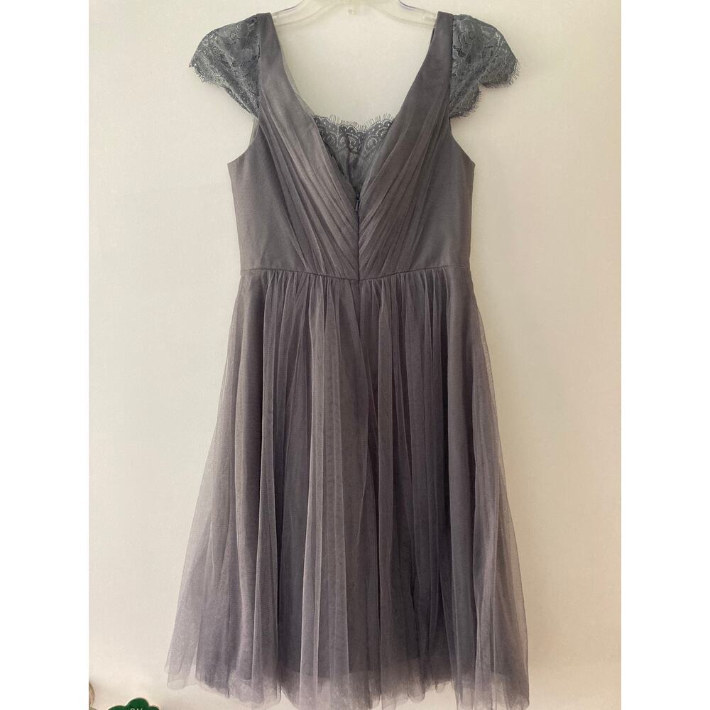 Jenny Yoo Collection Dark Gray Tulle Lace Dress Size 2